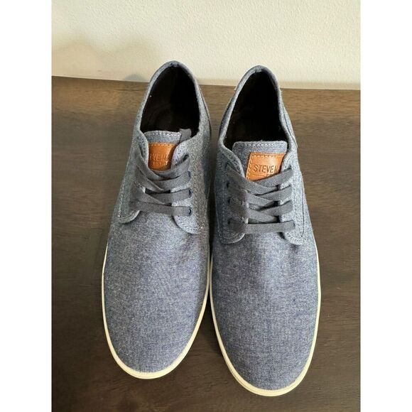 Steve Madden Fenta Blue Denim Lace Up Sneakers Shoes Men’s Size 10.5 Canvas - Picture 2 of 6